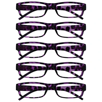 Image of OPULIZE The Reading Glasses Company Purple Tortoiseshell Value 5 Pack Lightweight Mens Womens RRRRR32 +2.00