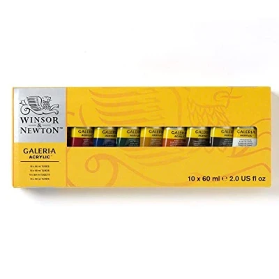 Image of Winsor and Newton 2190517 Galeria Acrylic 10 Pieces Tube Colour Set, 60ml Volume