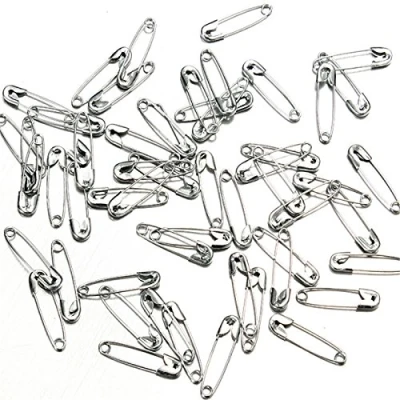 Image of 50 x Gold or Silver Colour First Steps Safety Pins Small 20mm 2cm (Silver)