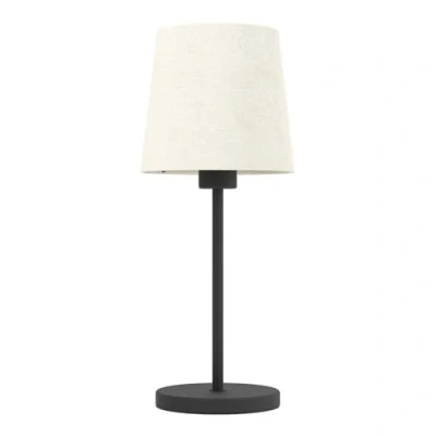 Image of Eglo Table lamp Febres, Bedside with Fabric lampshade, Room Decoration Bedroom, Living Lighting Made of Black Metal and bouclé in White, E27 Socket