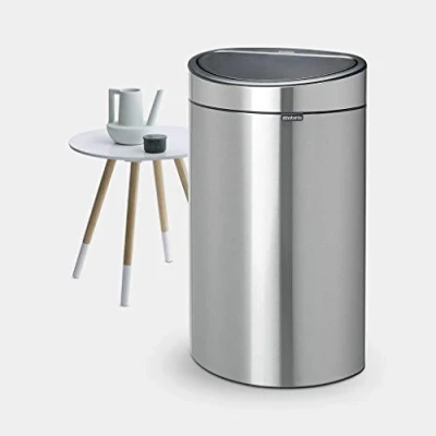 Image of Brabantia 40L Kitchen Touch Bin New (Matt Steel) Removable Lid, Soft Open, Easy Clean Rubbish Waste + Free Bags