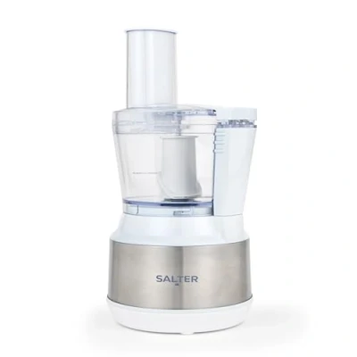 Image of Salter Boston 3 in 1 Food Processor White Electric Chopper, Slice, Chop &amp; Shred, 600 ml Capacity, Stainless Steel Blades, 2 Speeds, Includes Feeding Chute Pusher, Easy Preparation, 300W