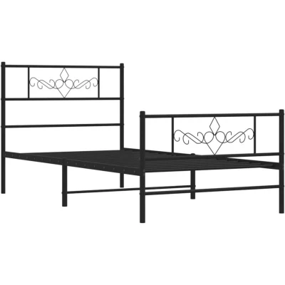 Image of vidaXL Metal Bed Frame without Mattress with Footboard Black 90x200cm