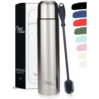 Image of Milu Vacuum Insulated Flask 1L, 750ml, 500ml Thermo Water Drinking Bottle with Cup for Hot &amp; Cold Drink Stainless Steel, 100% Leak Proof (Stainless 1000 ml)