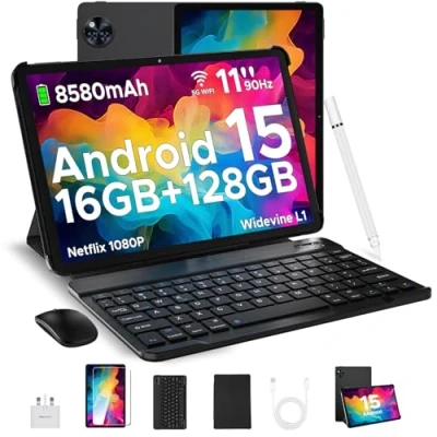 Image of DOOGEE U11 Android 15 Tablet with Keyboard &amp; Mouse&amp;Case&amp;Pen, 11&#039;&#039; Octa Core,16GB+128GB(TF 2TB), 90 Hz Gaming Tablet, 8580mAh,Android Tablets, Netflix 1080P/ 5G WiFi/Widevine L1/ 13MP+5MP Black
