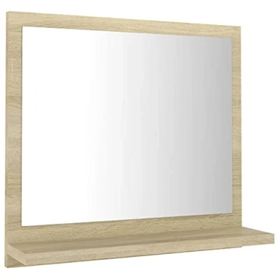 Image of vidaXL Bathroom Mirror Plain Rectangle Modern Frame Glass Wall Mounted Washroom Furniture Toilet Indoor Sonoma Oak Chipboard