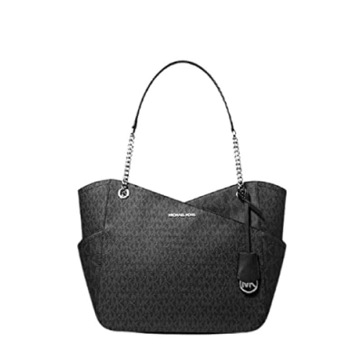 Image of Michael Kors Jet Set Large Logo Shoulder Bag (Black)