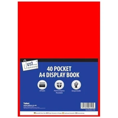 Image of A4 Display Book 40 POCKETS/80 Sides DOCUMENTS Folder Presentation File Portfolio (Red)