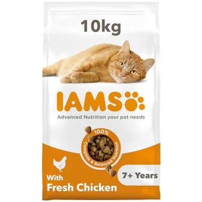 Image of IAMS Complete Dry Cat Food for Senior 7+ Cats with Chicken 10 kg