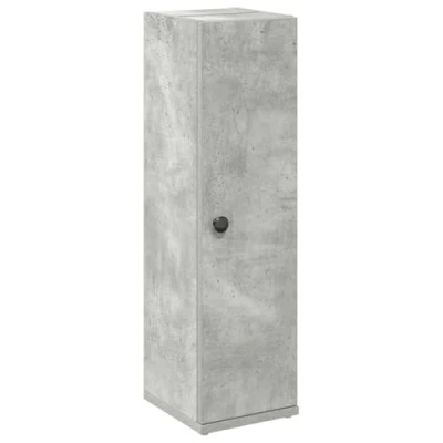 Image of vidaXL bathroom cabinet with toilet roll holder engineered wood concrete grey 20.5x22x72 cm modern storage unit for essentials