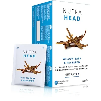 Image of NUTRAHEAD Migraine Relief Tea Headache For Tension &amp; Migraines Includes Feverfew Willow Bark 40 Enveloped Bags by Nutra Herbal (2 Pack)