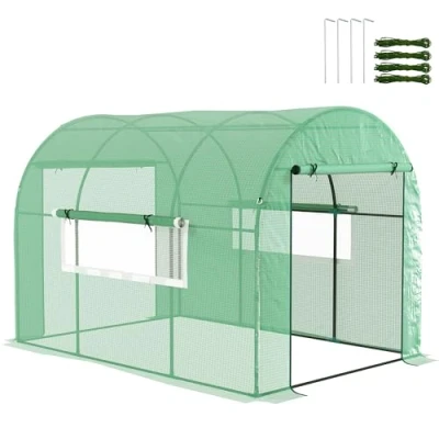 Image of Outsunny 3 x 2 2m Polytunnel Greenhouse with Doors and Mesh Windows 845 958V01GN
