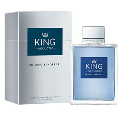 Image of Banderas Perfumes King of Seduction Eau de Toilette Spray for Men, Masculine, Intense and Energetic Fragrance with Bergamot Apple 200 ml