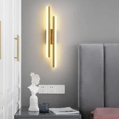 Image of Comely Modern LED Wall Lights Indoor, 16W Gold Creative Lamp, Adjustable Temperature 3000K 6500K Sconce for Living Room Hallway Bedroom Corridor