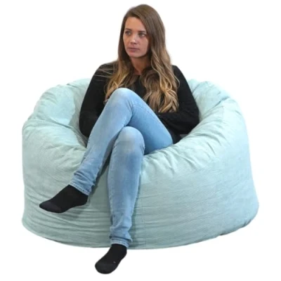Image of bananair Bean Bag Chair Adult Soft &amp; Elegant Fine Ribbed Corduroy Fabric Comfortable Foam Filling Giant Sofa with Excellent Back Support (100 cm, Green)