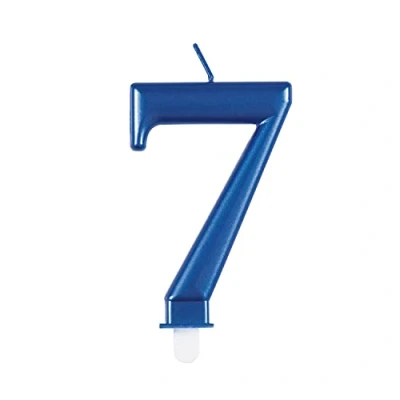 Image of Dazzling Metallic Blue Number 7 Birthday Candle Perfect Cake Topper for Unforgettable Milestones 1 Pc