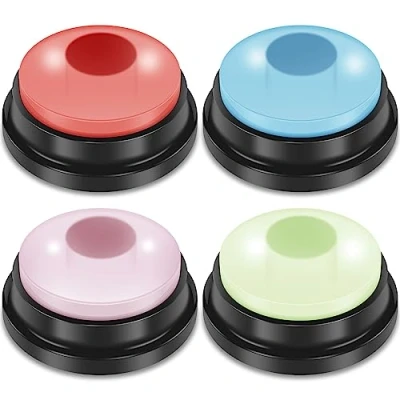 Image of 4Pcs Dog Button with Light Talking Training Recordable Pet Buzzer Portable Communication Battery Powered Fun Voice Recording Teach Your To Talk