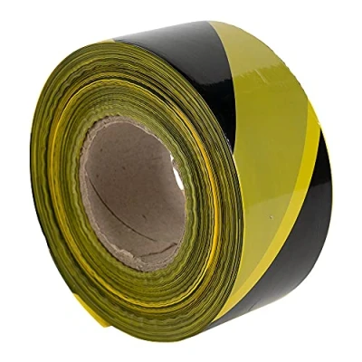 Image of Non Adhesive Barrier Tape 72mm x 500m BLACK/YELLOW Warning Waterproof Polyethylene (1 ROLL)