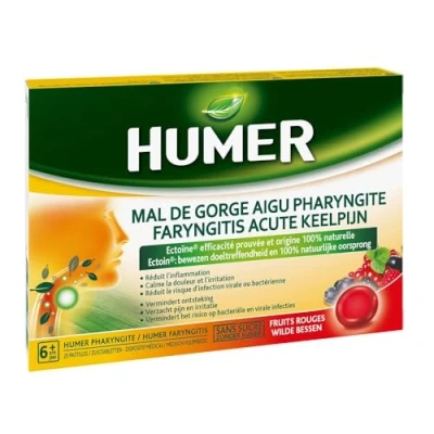 Image of Humer Acute Sore Throat Pharyngitis Red Fruits 20 Lozenges