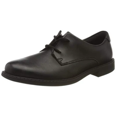 Image of Clarks Men&#039;s Scala Loop Youth Lace up School Shoes, Black Leather, 5 UK