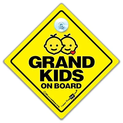 Image of Grandkids On Board Car Sign Suction Cup Window Sign, Baby Style for Children in The