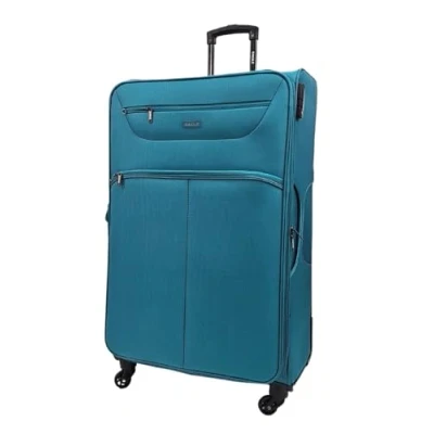 Image of Infinity Leather Unisex Lightweight Soft Suitcases 4 Wheel Luggage Travel TSA Cabin Teal Size X Large