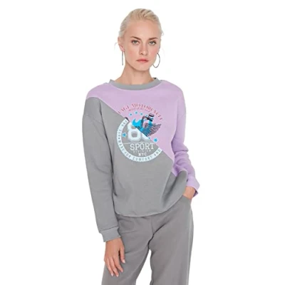 Image of Trendyol Women Regular fit Basic Crew neck Knit Sweatshirt Lilac