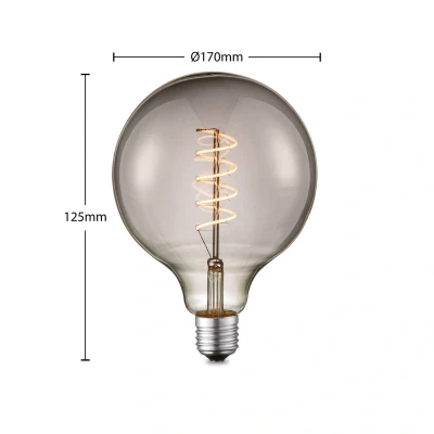 Image of Lucande LED bulb E27 G125 4 W smoke 1,800 K dimmable