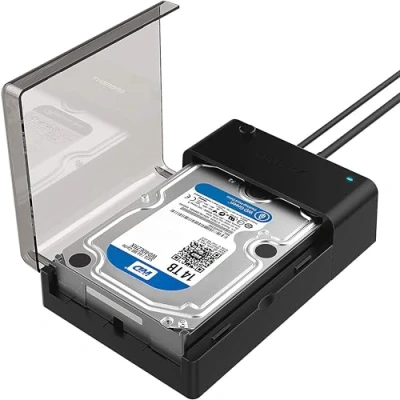 Image of SABRENT hard drive docking station, SSD HDD 2.5&quot; 3.5&quot; inch SATA case dock, external enclosure + power adapter, super fast Data transfer, LED indicator, tool free, USB cable included (EC DFLT)