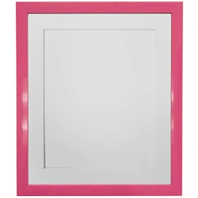 Image of FRAMES BY POST 0.75 Inch Pink Picture Photo Frame With White Mount 45 x 30 cm Image Size 14 8 Plastic Glass