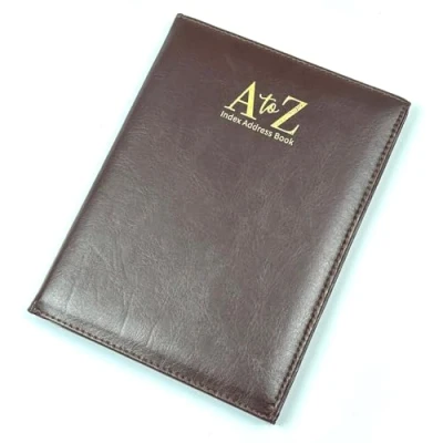 Image of Large Index Address Book Leather Look Cover Executive Padded Notebook A Z Organiser Telephone (Brown)