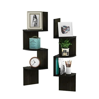 Image of FURINNO Wall Mounted Shelves, Wood, Espresso, one size