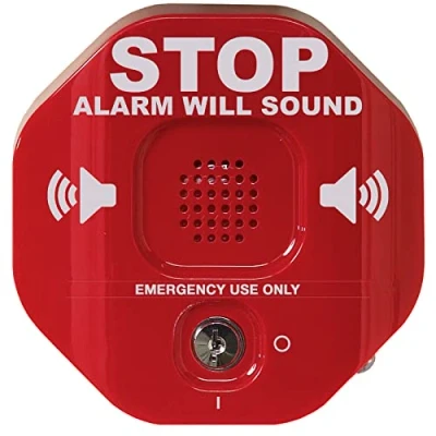 Image of Exit Stopper, STI 6400, Safety Technology International, Emergency Door Alarm, Self Contained Fire Stop Misuse Unauthorised Access Theft,Red,6.8L x 2.7W centimetres