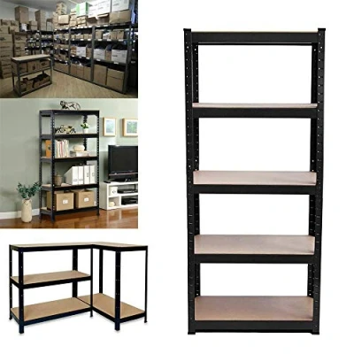 Image of EFAN Garage Shelving Unit 150 x 70 30 cm, Black 5 Tier Metal (175KG Per Shelf), 875KG Capacity, Heavy Duty Boltless Racking Storage Shelves, For Home/Shed/Workshop/Office/Supermarket