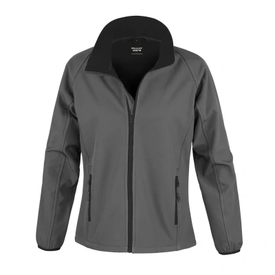Image of Result Women&#039;s Core Ladies Printable Softshell Jacket, Grey (Cha/Blk), 8(Size:XS)