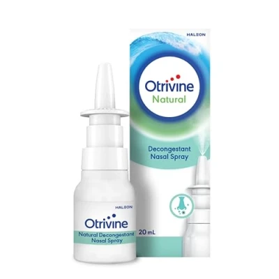 Image of Otrivine Natural with Eucalyptus Nasal Spray Blocked nose relief, Cold and Flu Decongestant, Packaging may vary, 20ml