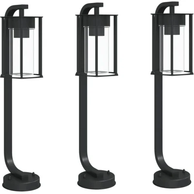 Image of vidaXL Outdoor Floor Lamps 3pcs Black 60 cm Stainless Steel