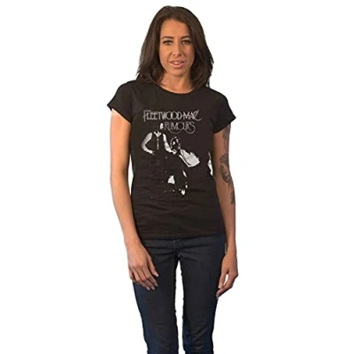 Image of Paradiso Clothing Fleetwood Rumours Skinny FIT Print Tshirt, Women&#039;s, Size: XL, Black
