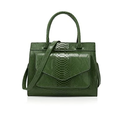 Image of NICOLE &amp; DORIS Women Handbags Fashion Top Handles Bags Crocodile Handbag Ladies Shoulder Medium PU Leather Green