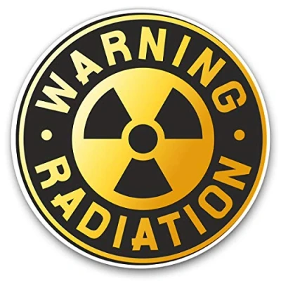 Image of Vinyl Stickers (Set of 2) 10cm Warning Radiation Sign Nuclear Decals for Laptops,Tablets,Luggage,Scrap Booking,Fridges, 7151