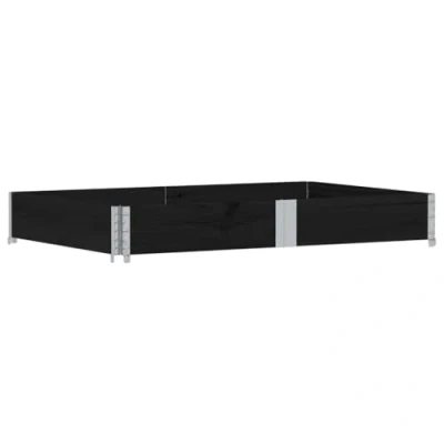 Image of vidaXL Stackable Wooden Garden Planter/Outdoor Flower Pot Rectangular, Black Pine Wood 150 x 100 41 cm, Foldable with Hinged Corners