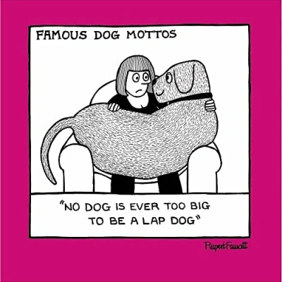 Image of Woodmansterne General Female Funny Birthday/Blank Card for Women Big Lap Dog Cartoon Sketch Eco Friendly &amp; Recyclable