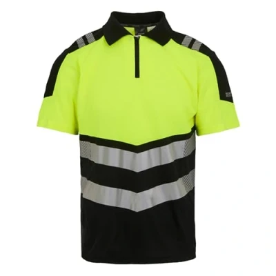 Image of Regatta Professional Men&#039;s Durable Hi Vis X Pro Polo Class 1 Black Yellow, Size: 3XL