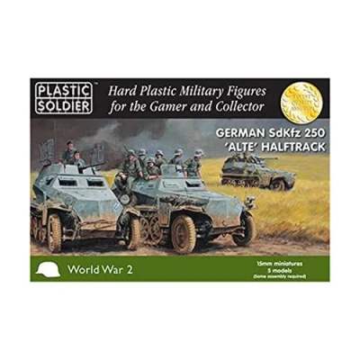 Image of Plastic Soldier Company German SdKfz 250 Alte Halftrack Variants Game, 15mm Miniatures, 40 Crew Figures, Ages 168+