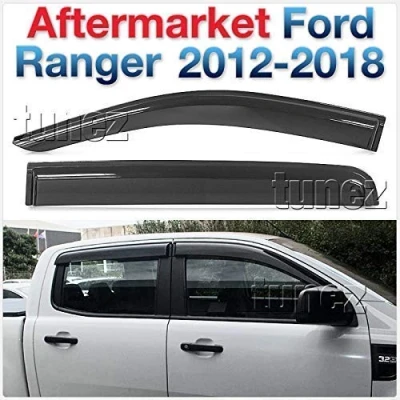 Image of tunez® Rain Guards Window Door Visor Weathershield Weather Shield Wind Deflectors Compatible With Ranger T6 PX MK1 MK2