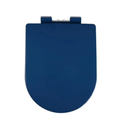 Image of Giural Colored D Shape Toilet Seat Soft Close with Two Button Quick Release, Easy To Clean And Install Top Fixed Hinge, Shaped,Navy blue