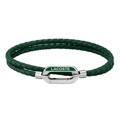 Image of Lacoste Men&#039;s STARBOARD Collection Leather Bracelet Green 2040111