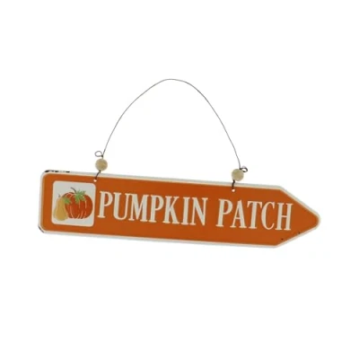 Image of Festive Productions Metal Pumpkin Patch Sign Orange 31cm x 17cm Halloween Decoration Autumn Themed Décor Hanging Prop Autumnal Perfect for Home, Door, Garden