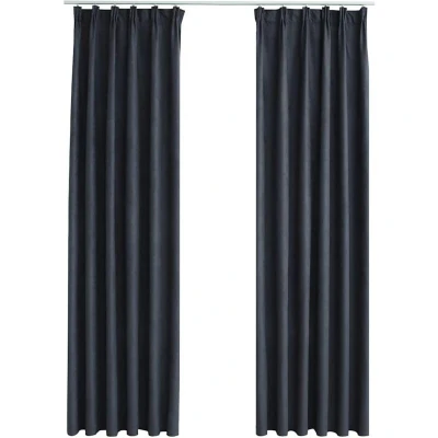 Image of vidaXL Blackout Curtains with Hooks 2 pcs Anthracite 140x245 cm