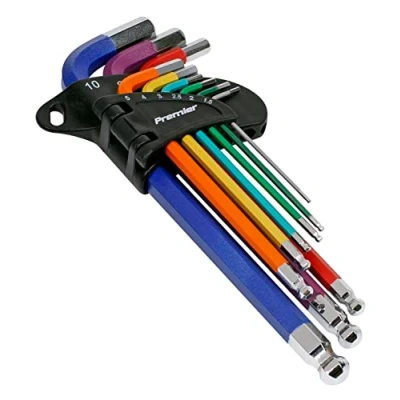 Image of Sealey Premier Ball End Hex Key Set 9pc Colour Coded Long Metric Display Box of 10